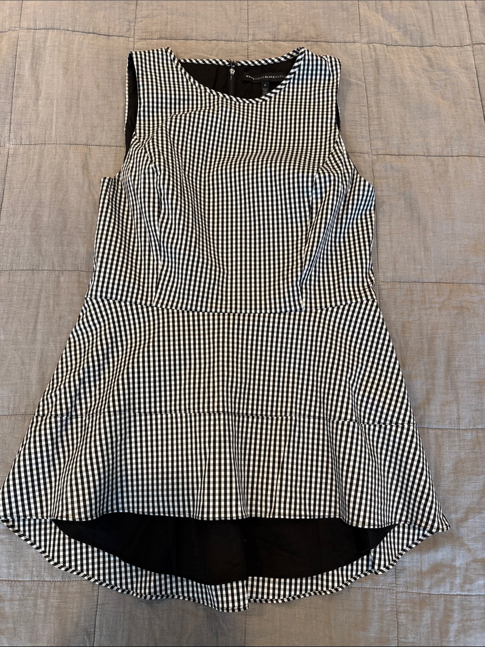 White House Black Market Black & White Gingham Peplum Dress